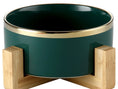 Carica l'immagine nel visualizzatore della galleria, Ciotola in ceramica rialzata con base legno per cani e gatti - Bau Barker