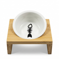 Carica l'immagine nel visualizzatore della galleria, Ciotola fish in ceramica rialzata con base in legno
