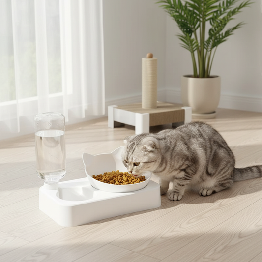 Ciotola a forma di gatto con borraccia