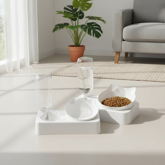 Ciotola a forma di gatto con borraccia